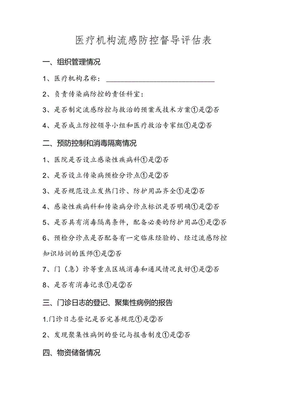 医疗机构流感防控督导评估表.docx_第1页