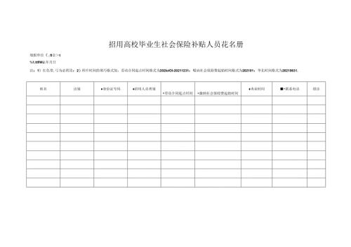 招用高校毕业生社会保险补贴人员花名册.docx