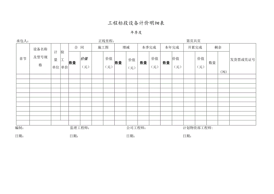 工程标段设备计价明细表.docx_第1页