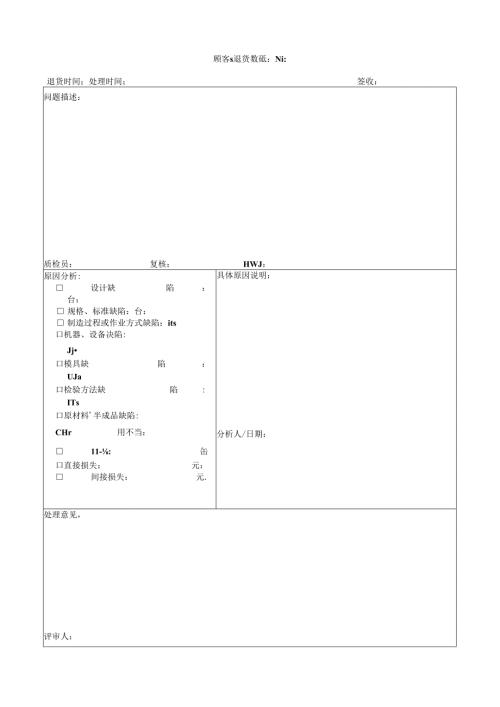 顾客退货处理单模板.docx