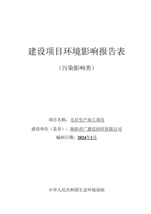 毛衫生产加工项目环评报告表.docx