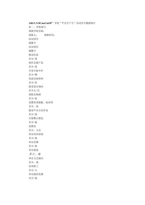 学校“安全生产月”活动有关数据统计表.docx