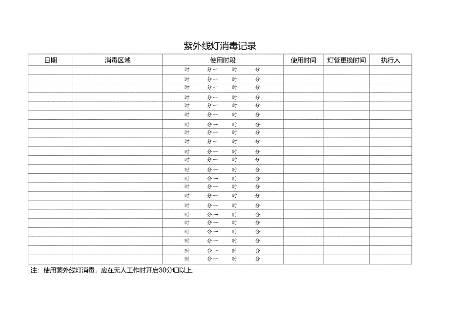 紫外线灯消毒记录.docx_第2页