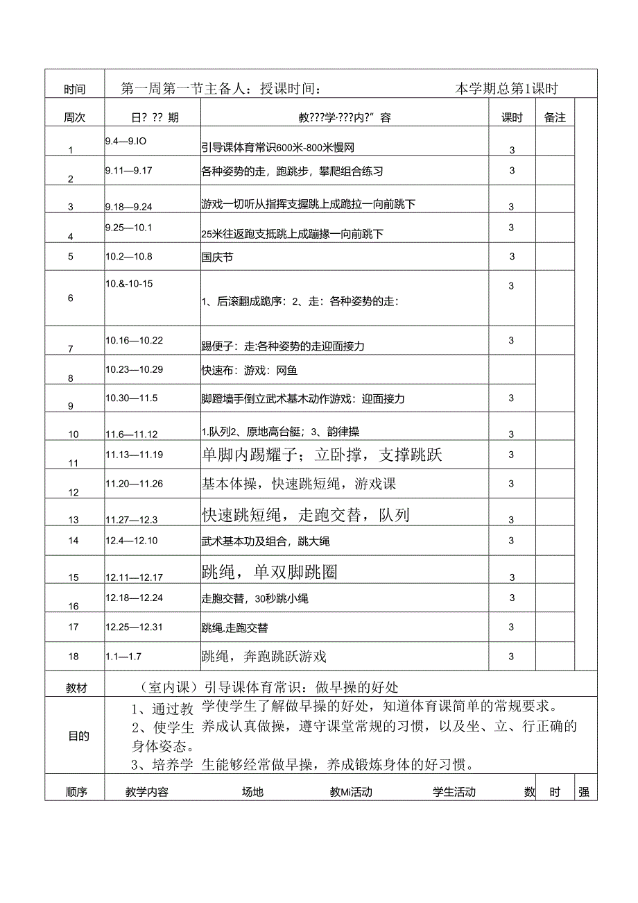 小学体育四年级教学计划及教案.docx_第2页