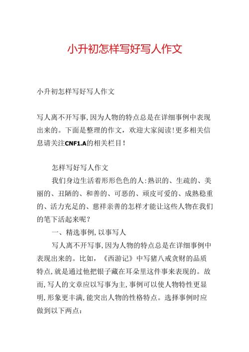 小升初怎样写好写人作文.docx