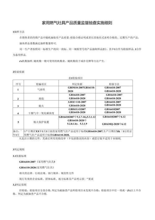 家用燃气灶具产品质量监督抽查实施细则.docx