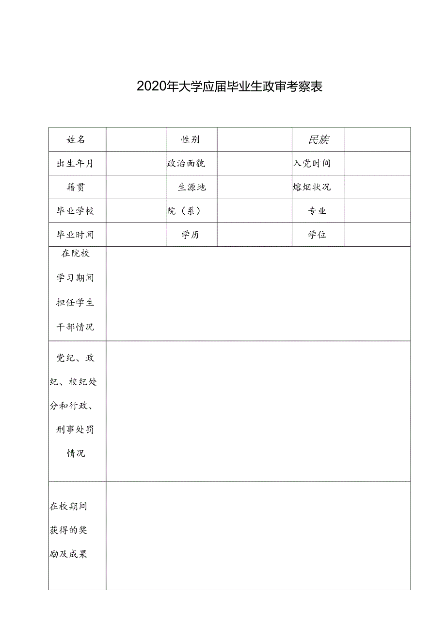 应届毕业生政审考察表.docx_第1页