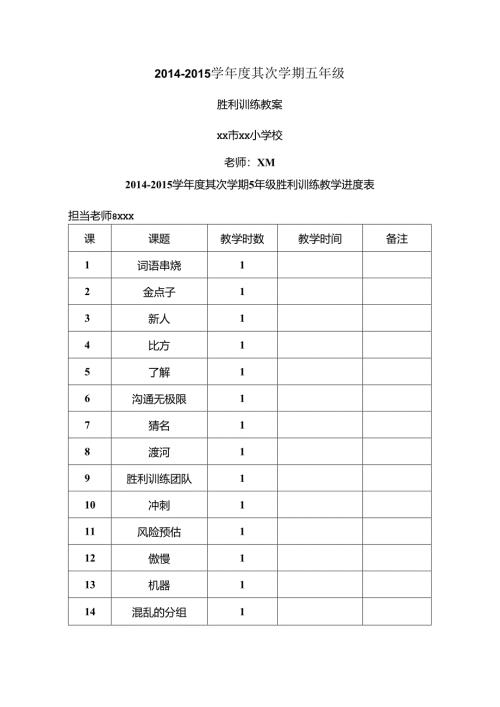 小学五年级下册成功训练教案.docx