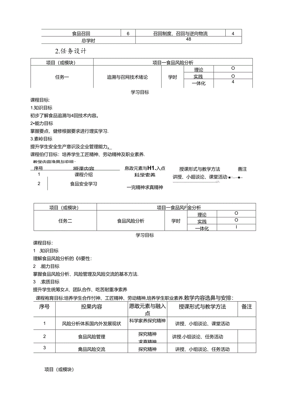 职业技术学校《食品追溯与召回》课程标准.docx_第3页