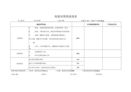 收银员绩效面谈表.docx