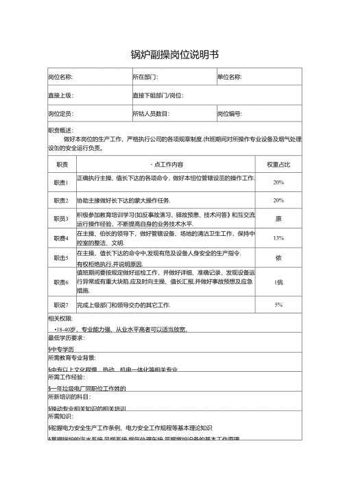 锅炉副操岗位说明书.docx