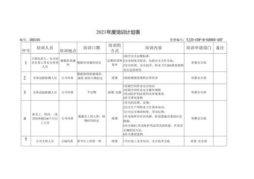 安全生产教育培训计划表 .docx