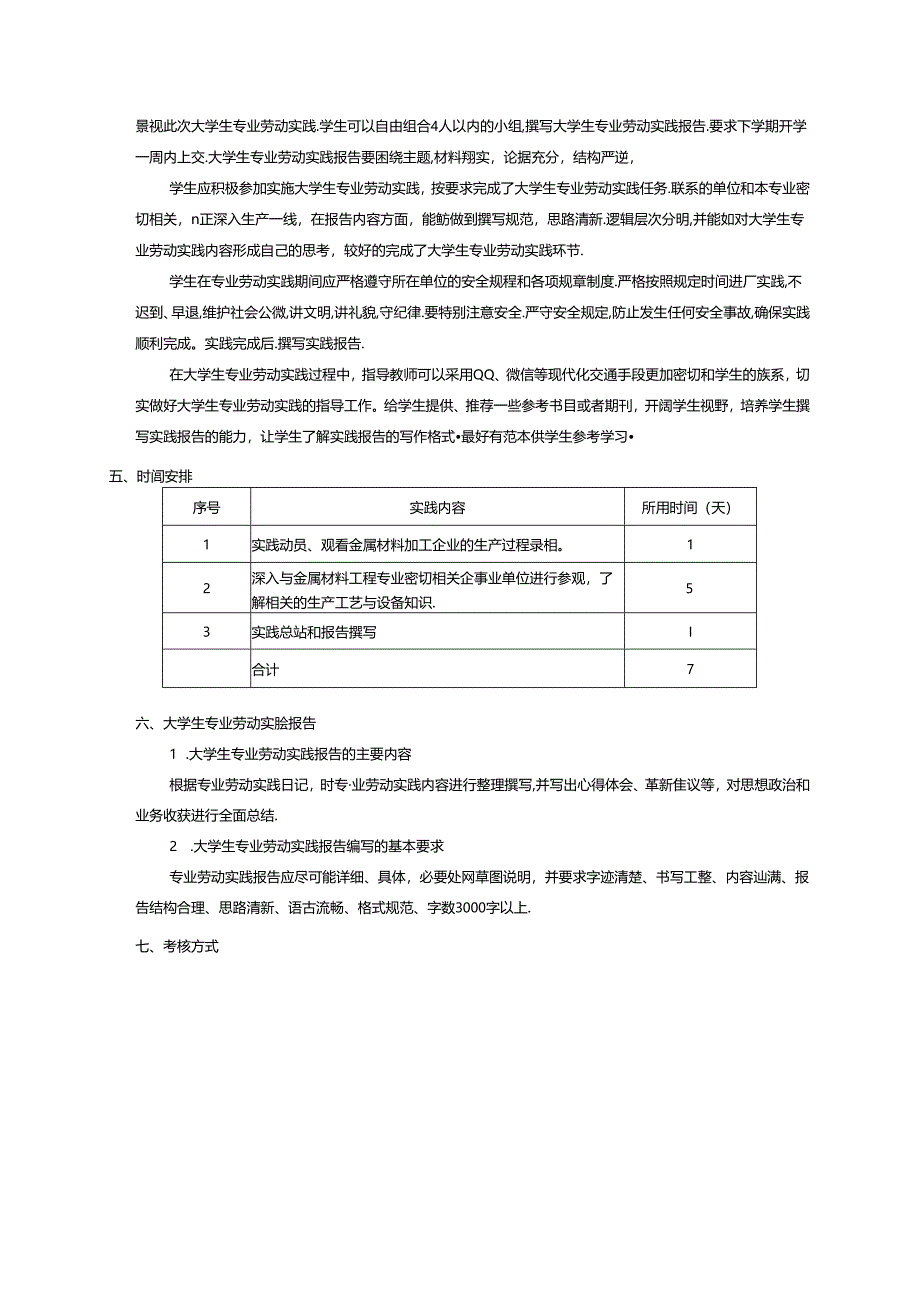 金属材料工程专业《大学生专业劳动实践》教学大纲.docx_第2页