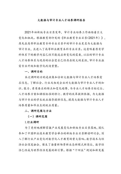 职业技术学校大数据与审计专业人才培养调研报告.docx