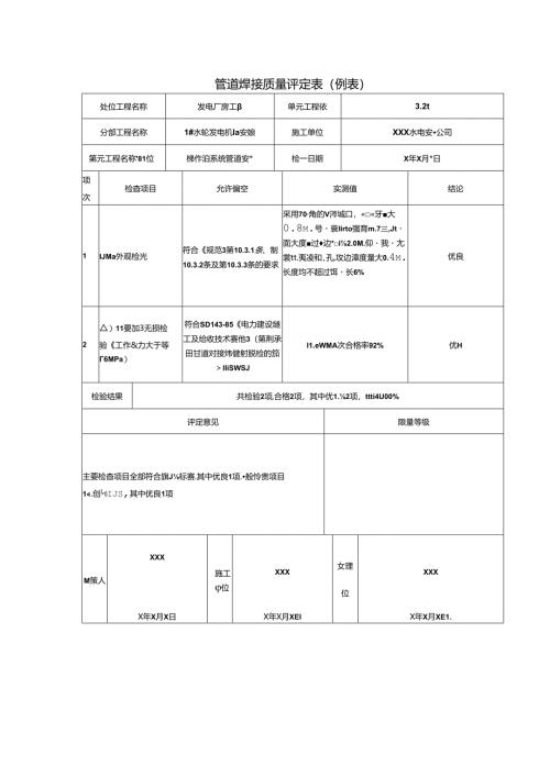 管道焊接质量评定表.docx