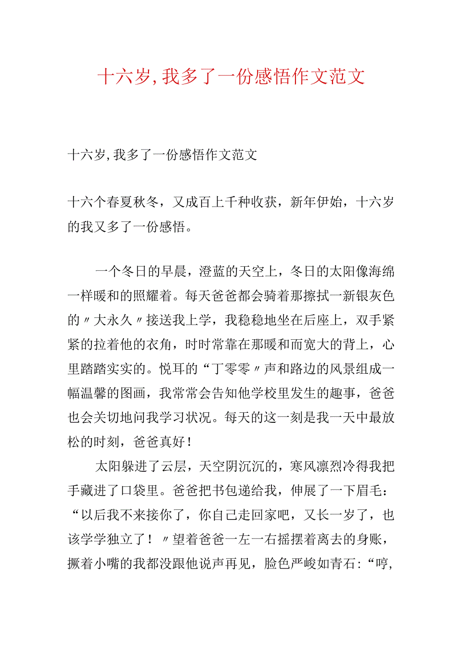 十六岁,我多了一份感悟作文范文.docx_第1页