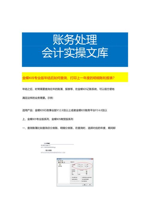 金蝶KIS专业版年结后如何查询、打印上一年度的明细账和报表.docx