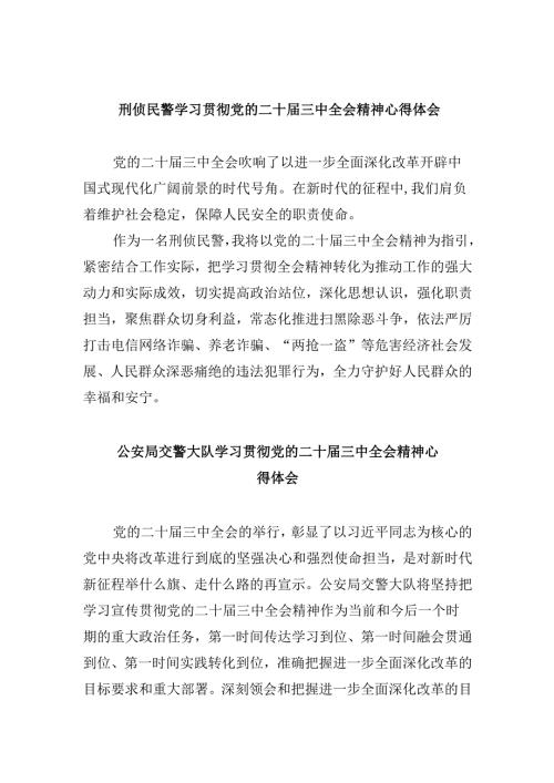 刑侦民警学习贯彻党的二十届三中全会精神心得体会范文8篇（最新版）.docx