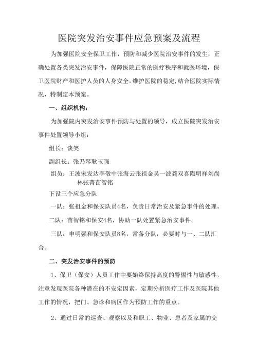 医院突发治安事件应急预案及流程.docx