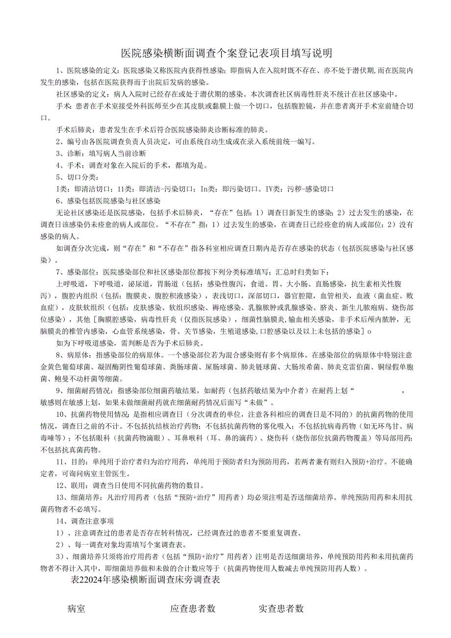 2024年医院感染横断面调查表及床旁调查表.docx_第2页