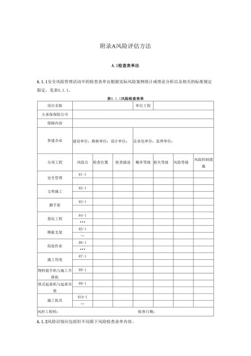 建筑行业安全生产责任保险评价风险评估方法、安全风险初步识别报告、过程检查报告.docx