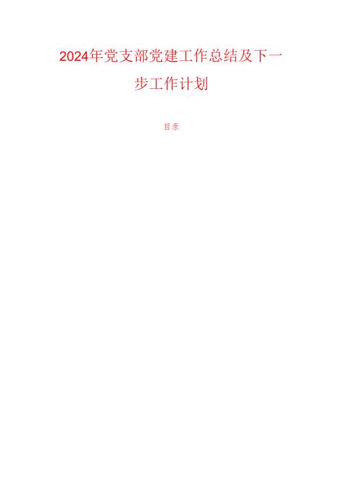 2024年党支部党建工作总结及下一步工作计划.docx