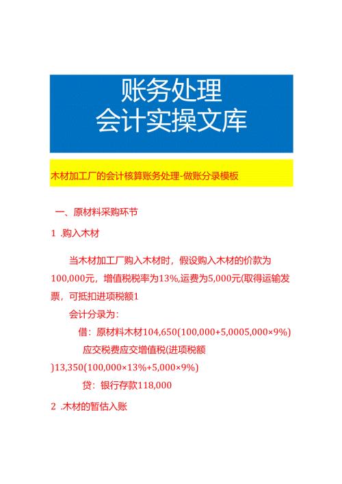 木材加工厂的会计核算账务处理-做账分录模板.docx
