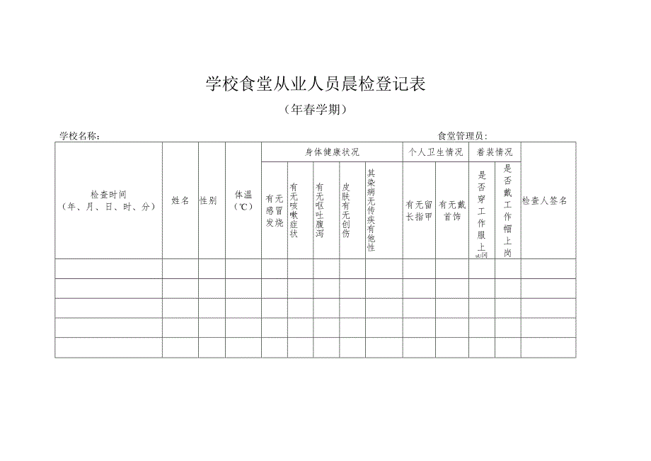 学校食堂从业人员晨检登记表.docx_第1页