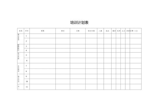 培训计划表模板.docx