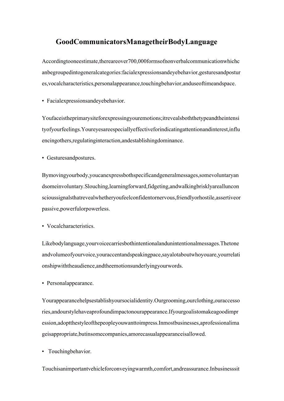 Good Communicators Manage their Body Language.docx_第1页