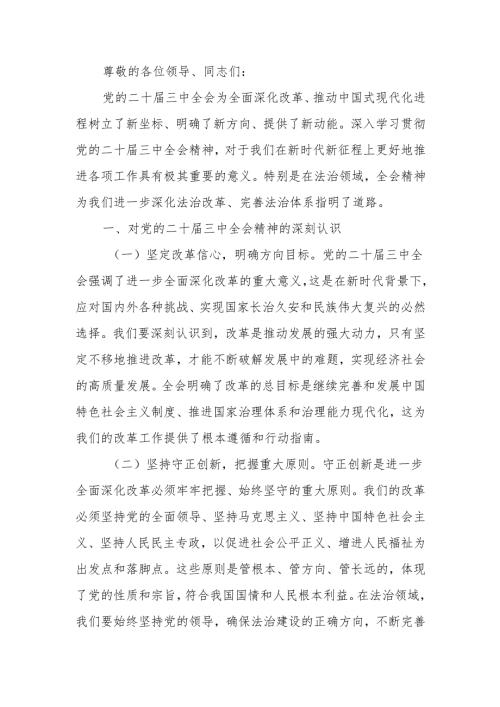 学习二十届三中精神与法治思想中心组研讨发言材料.docx