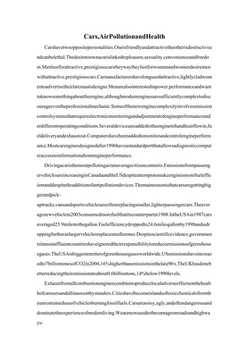 Cars,pollution and health.docx