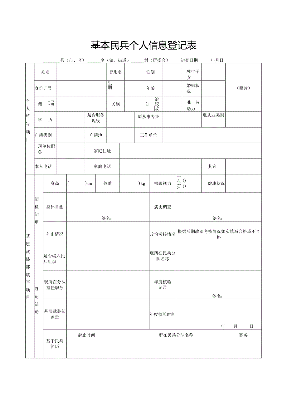 基本民兵个人信息登记表.docx_第1页