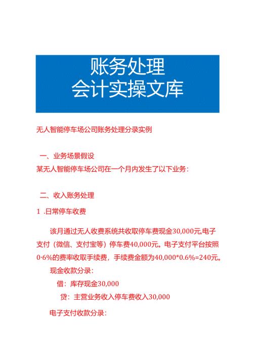无人智能停车场公司账务处理分录实例.docx