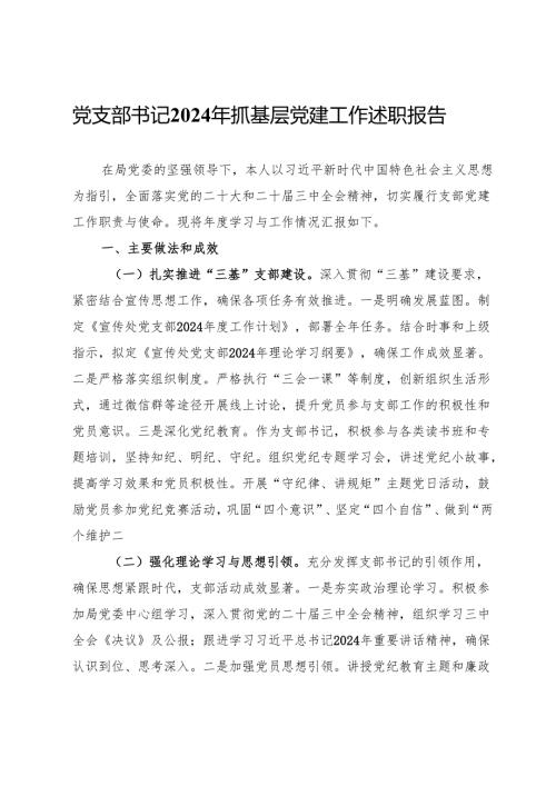 党支部书记2024年抓基层党建工作述职报告.docx