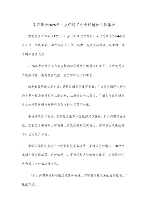 学习领会2025年中央经济工作会议精神心得体会.docx