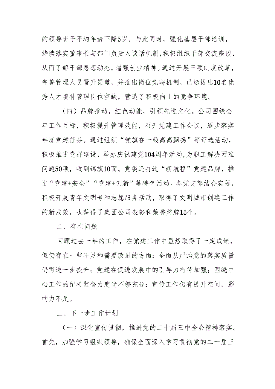 国企2024年党建工作总结和2025年工作计划范文.docx_第2页