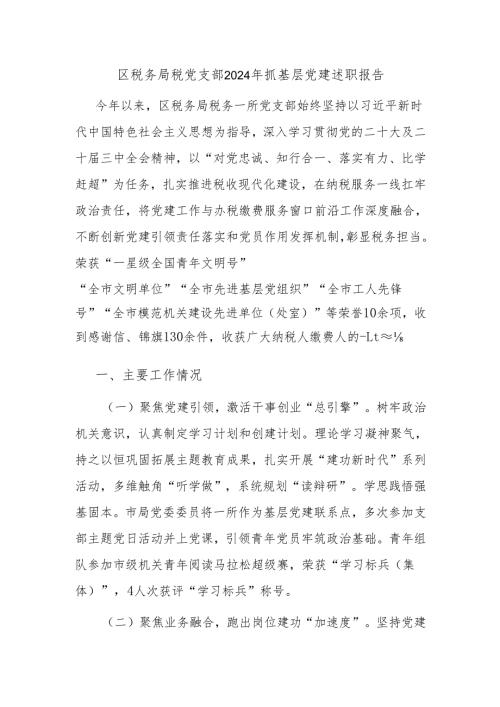 区税务局税党支部2024年抓基层党建述职报告.docx