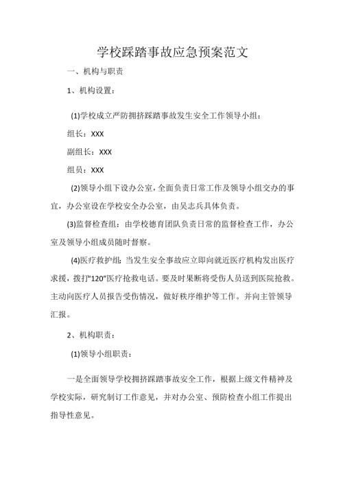 学校踩踏事故应急预案范文.docx