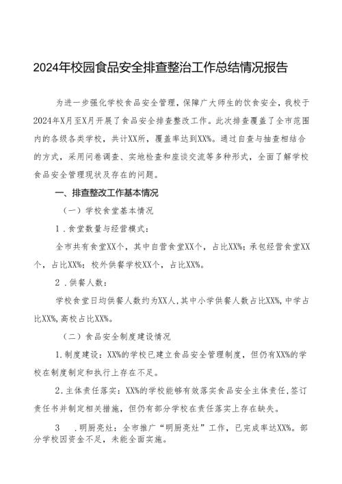 2024年学校食品安全排查整改报告12篇.docx