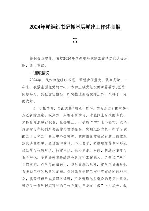 2024年党组织书记抓基层党建工作述职报告.docx