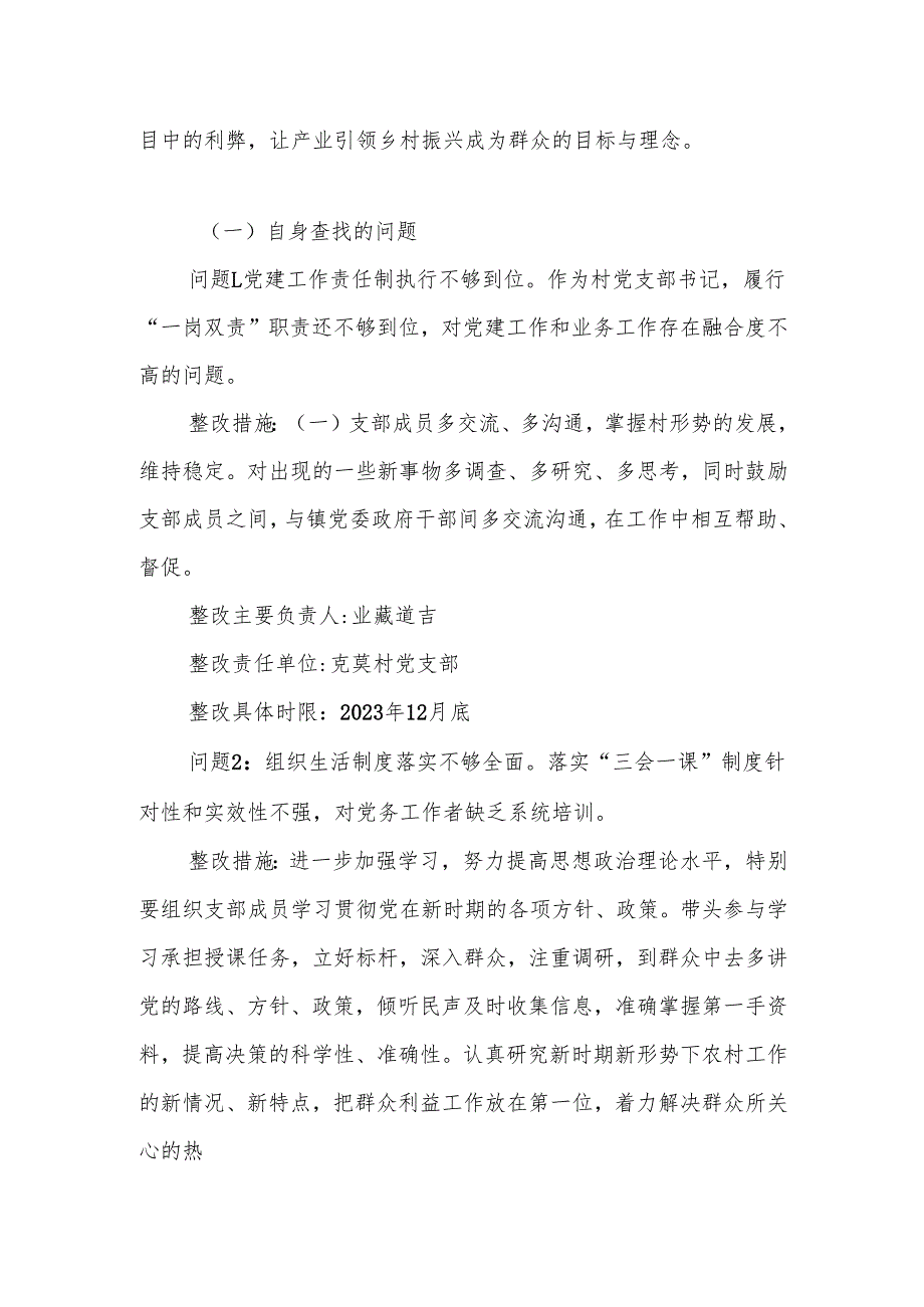 村党支部书记抓基层党建工作述职评议考核问题整改方案.docx_第2页