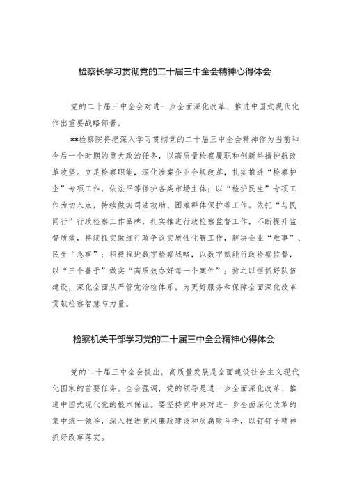 检察长学习贯彻党的二十届三中全会精神心得体会8篇（最新版）.docx