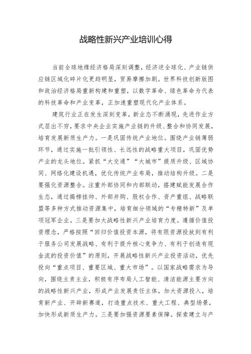 战略性新兴产业培训心得.docx