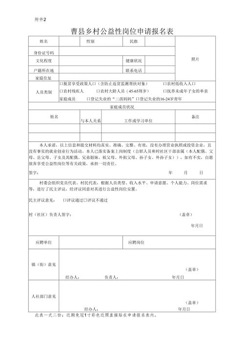 城乡公益性岗位申报认定表.docx