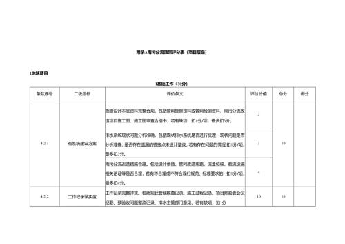 重庆城市雨污分流效果评分表（项目层级、综合管理层级）.docx