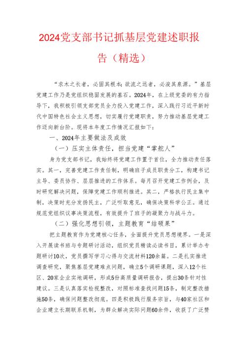 2024党支部书记抓基层党建述职报告.docx