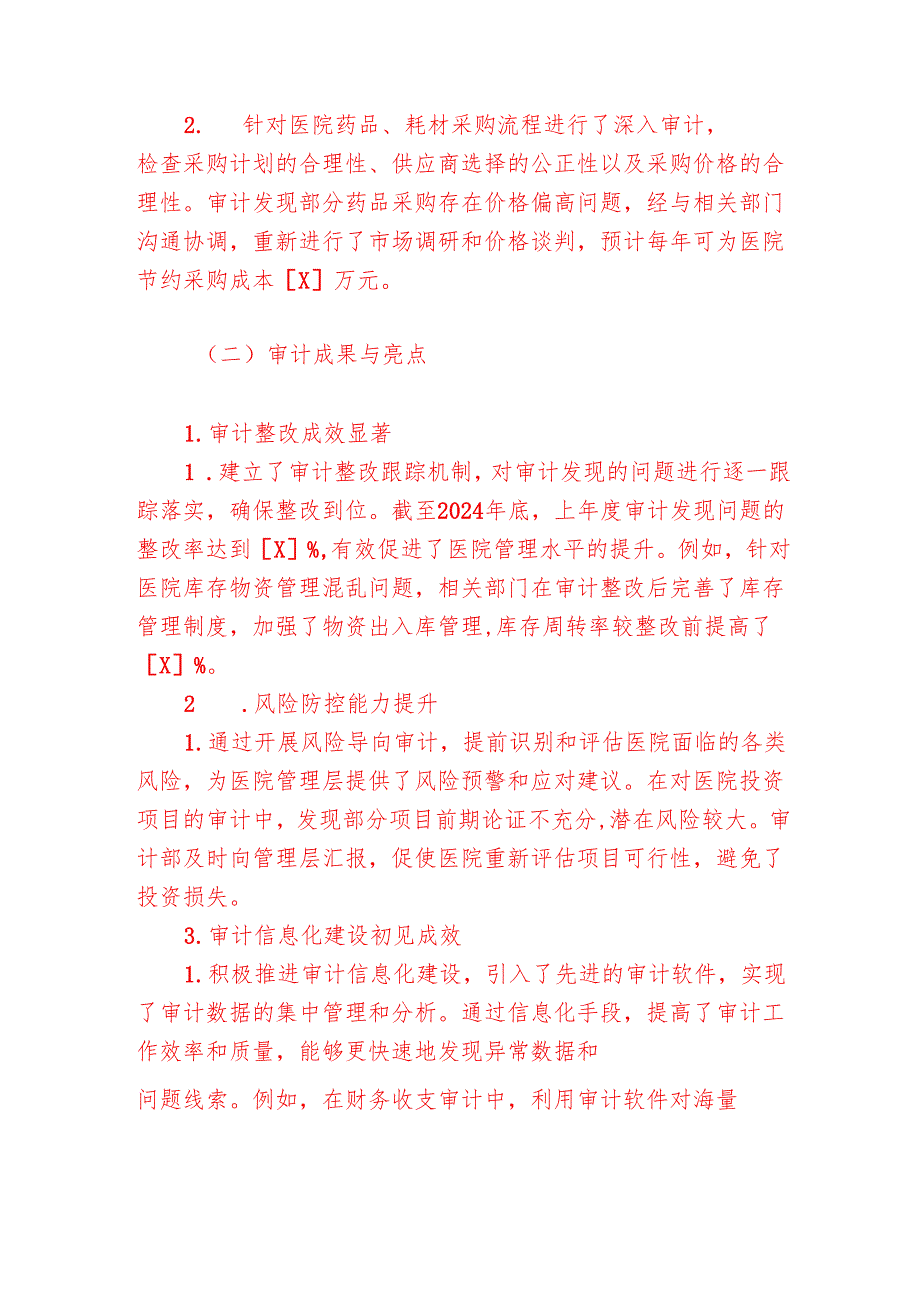 2024年医院审计工作总结及2025年工作计划（详细版）.docx_第2页