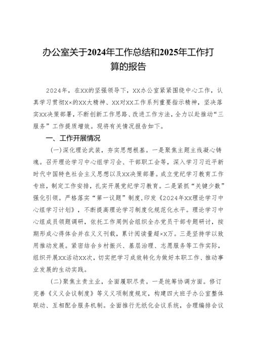 办公室关于2024年工作总结和2025年工作打算的报告.docx