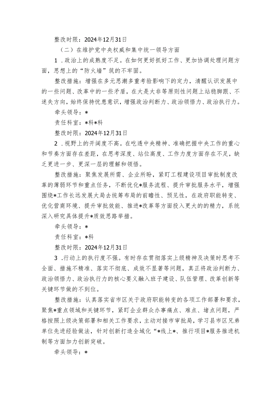 行政审批局主题教育专题民主生活会整改工作方案.docx_第3页